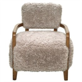 Fauteuil en tissu beige façon fourrure GENGIS