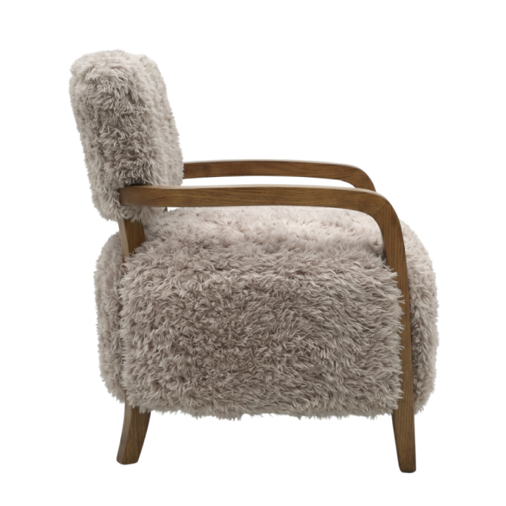 Fauteuil en tissu beige façon fourrure GENGIS