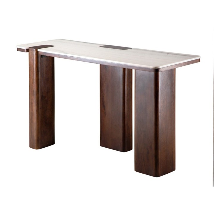 Console en bois de manguier et marbre PUZZLE