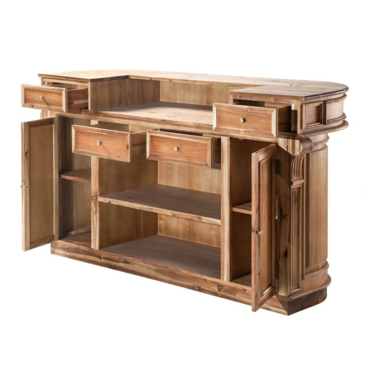 Comptoir aux bords arrondis en bois massif vieilli ESTAMINET