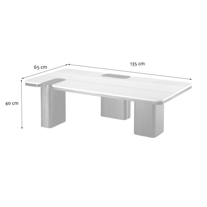 Table basse en bois de manguier et marbre PUZZLE
