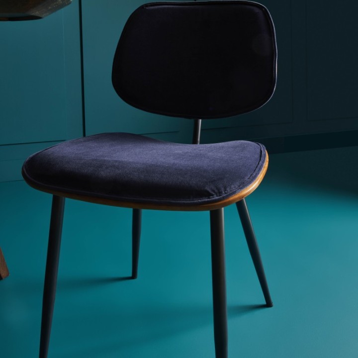 Chaise Olympia velours bleu lot de 2pcs FR