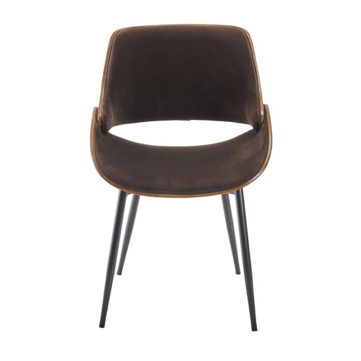 *Chaise Mannix velours marron lot de 4pcs FR