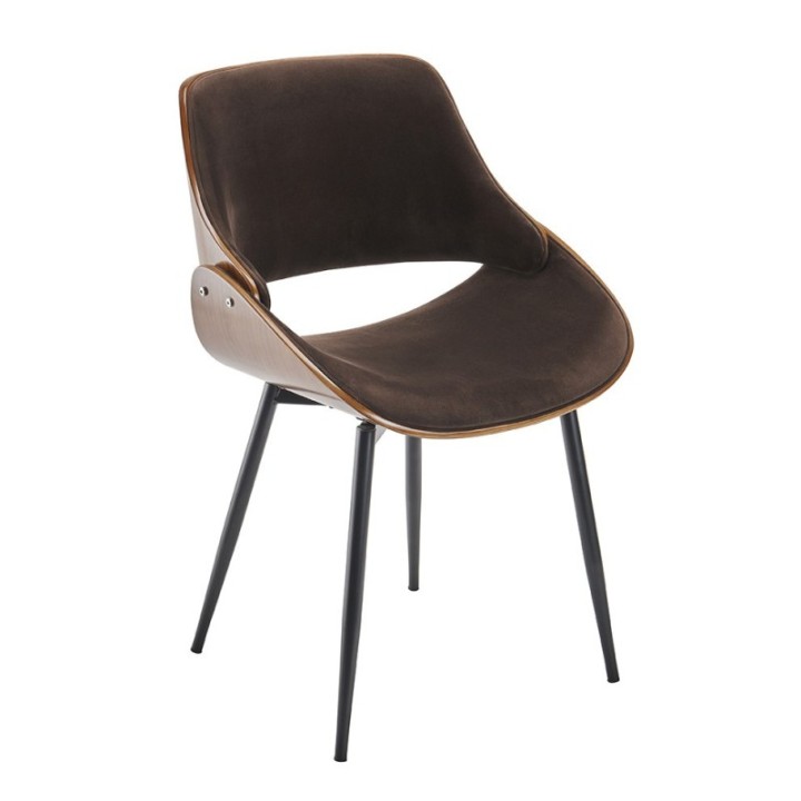 *Chaise Mannix velours marron lot de 4pcs FR