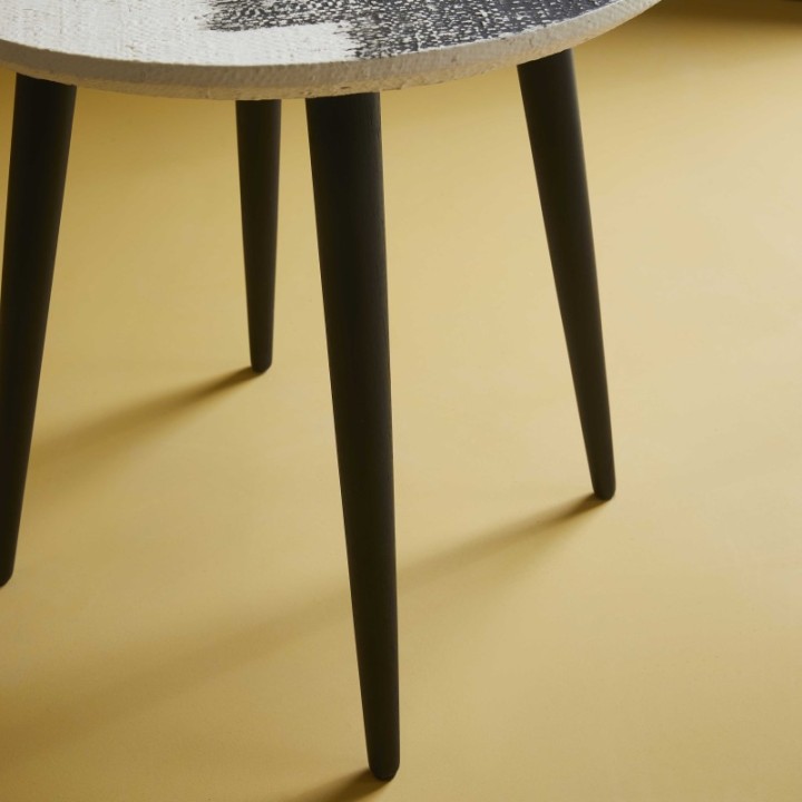 End table, round tray, abstract - Signature