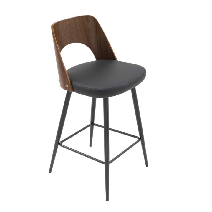 Chaise de comptoir vinyle noir Austin