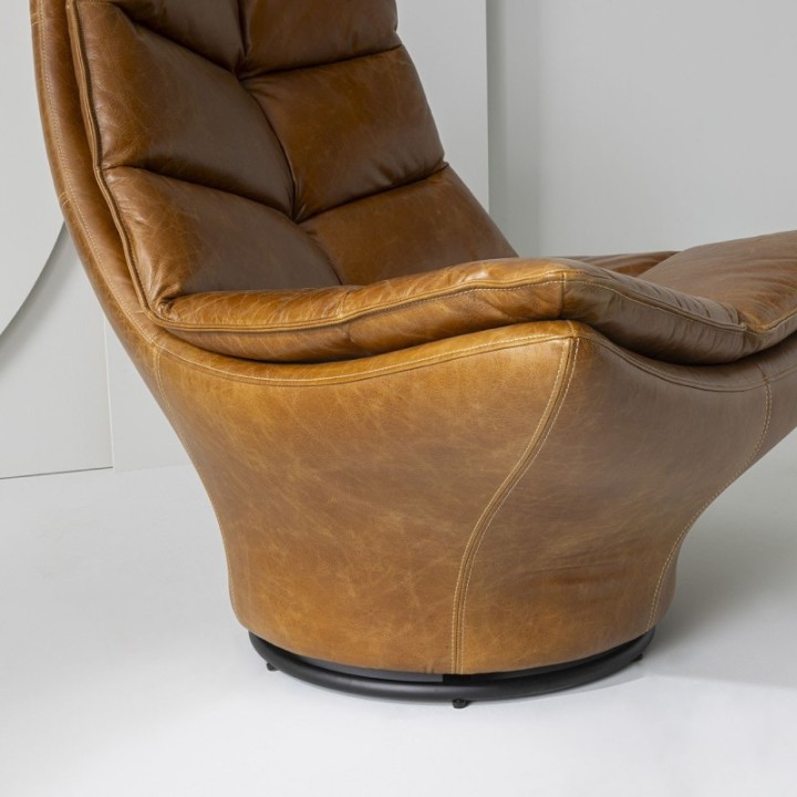 Fauteuil pivotant cuir Achille camel