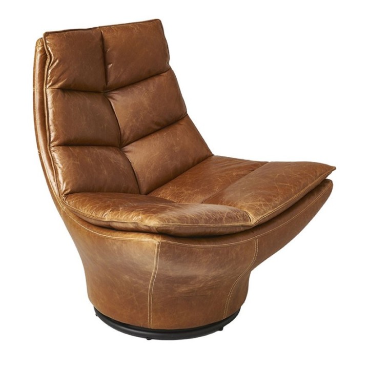 Fauteuil pivotant cuir Achille camel