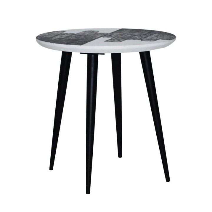 End table, round tray, abstract - Signature
