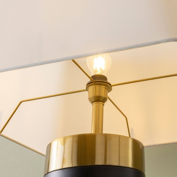 Lampe sur pied en métal noir et finition laiton doré VENDOME