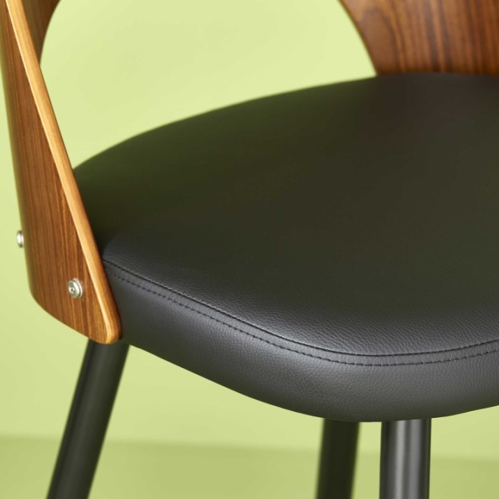 Chaise de comptoir vinyle noir Austin