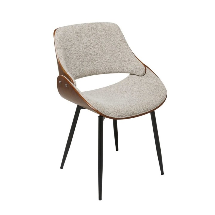 Lot de 4 chaises en tissu beige avec piètement en métal MANNIX