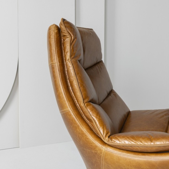 Fauteuil pivotant cuir Achille camel