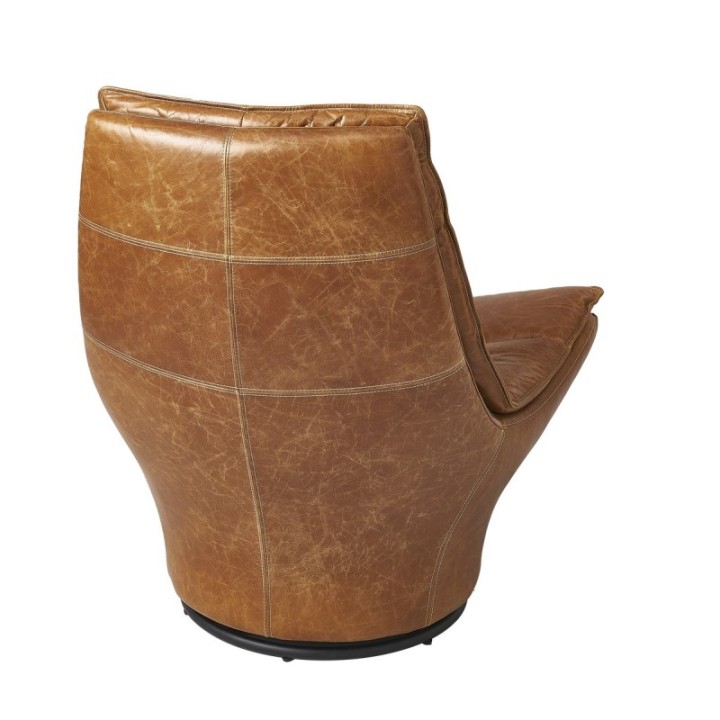 Fauteuil pivotant cuir Achille camel