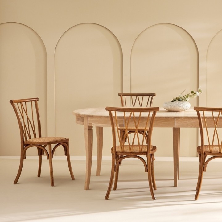 Lot de 2 chaises en chêne assise rotin ADELE