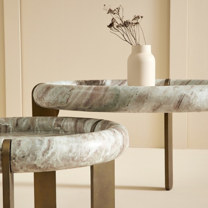 Petite table basse en marbre et métal PROSPER