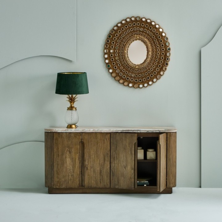 Buffet en bois massif et marbre BUREN