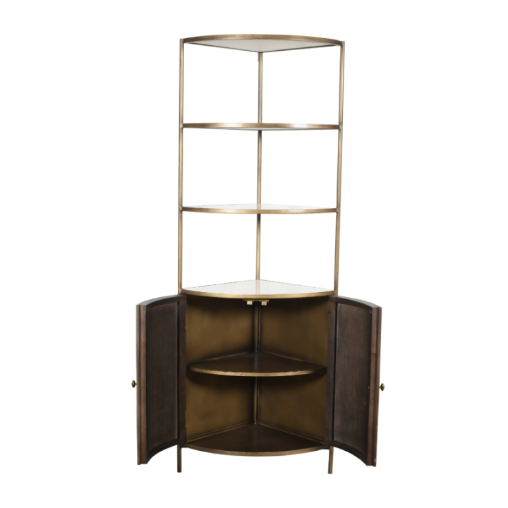 Etagère d'angle en manguier et marbre BUREN