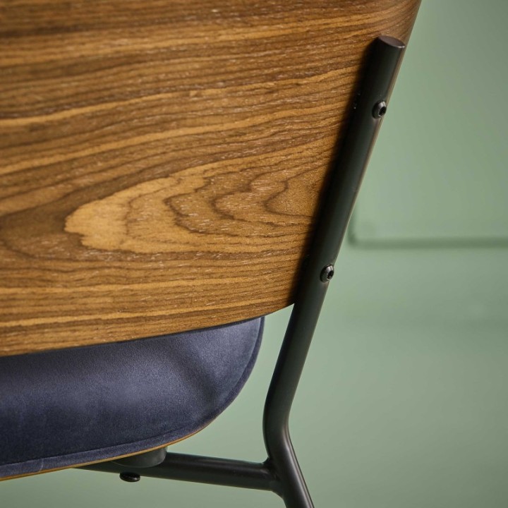 Fauteuil Serge velours bleu