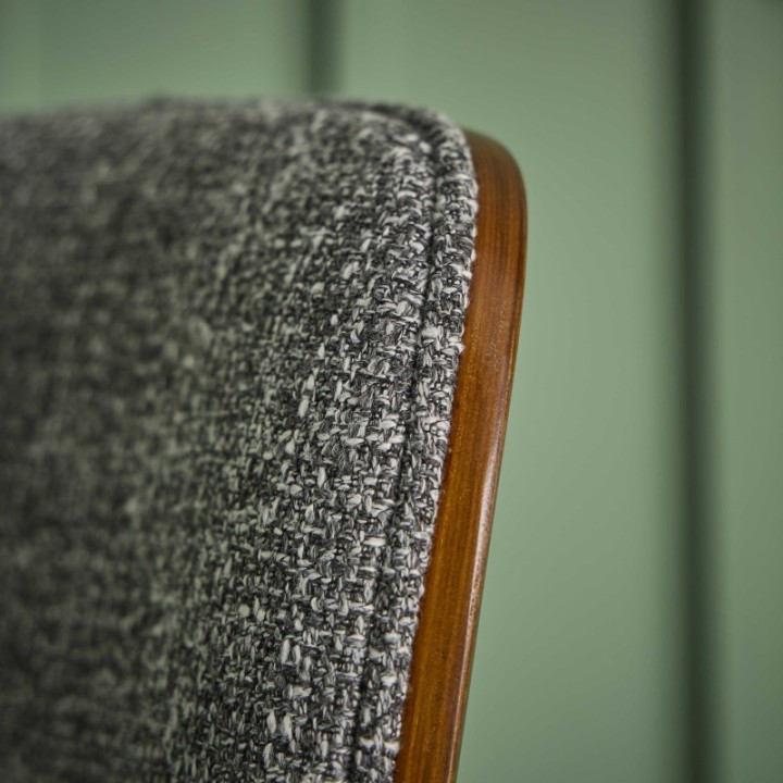 Chaise de comptoir en tissu gris piètement en métal Olympia