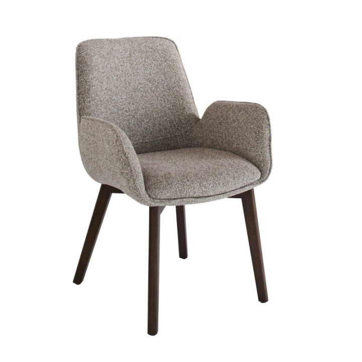 Chaise avec accoudoir tapissée beige KARL