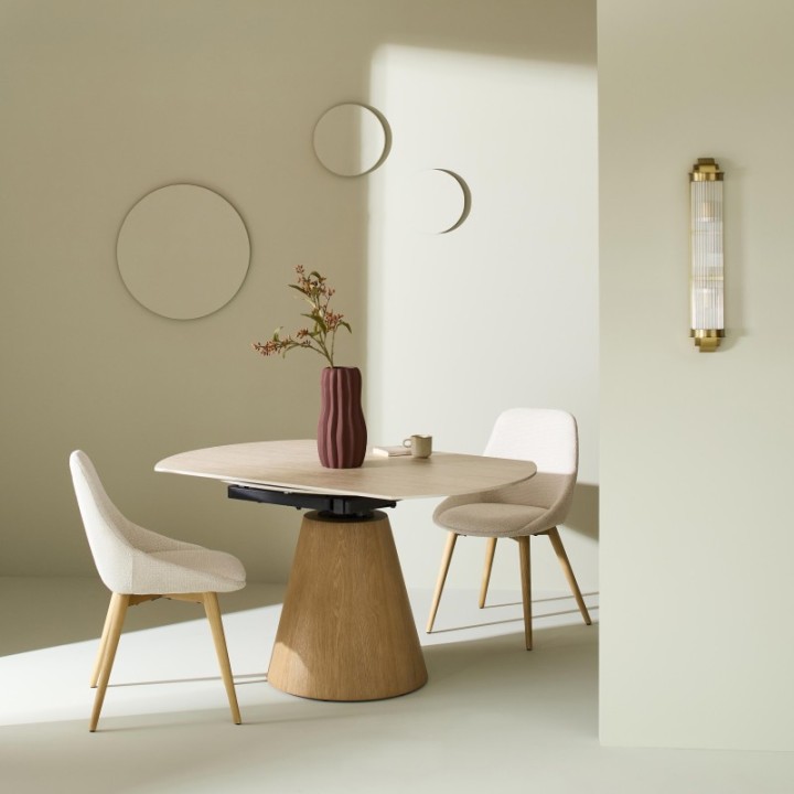 Table en céramique ronde avec allonges LUMIO