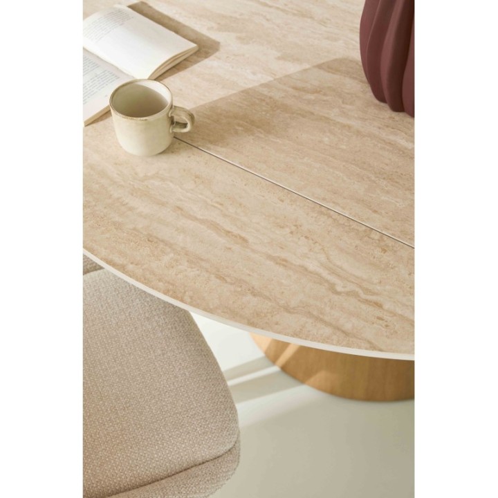Table en céramique ronde avec allonges LUMIO