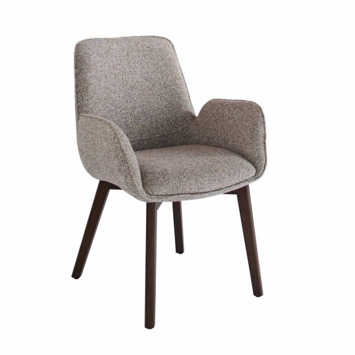 Chaise avec accoudoir tapissée beige KARL