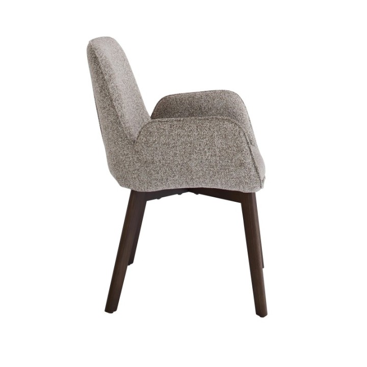 Chaise avec accoudoir tapissée beige KARL